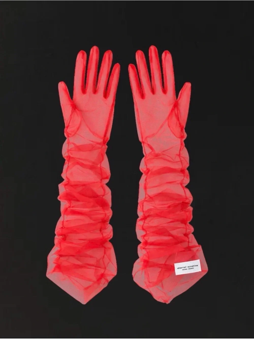 Ariana Grande Red Ruched Eternal Sunshine Tour Gloves